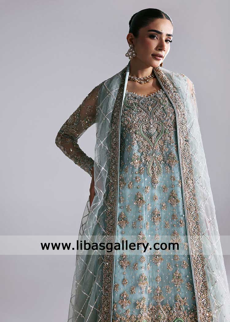 Regent St Blue Long Bridal Shirt with Sharara